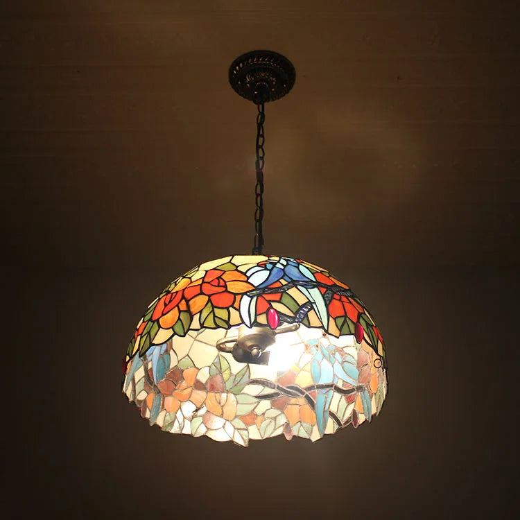 lustre rétro en verre teinté pour café et restaurant - vue 4 sur 8