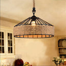 Vintage metal and hemp rope pendant lamp for bar and restaurant