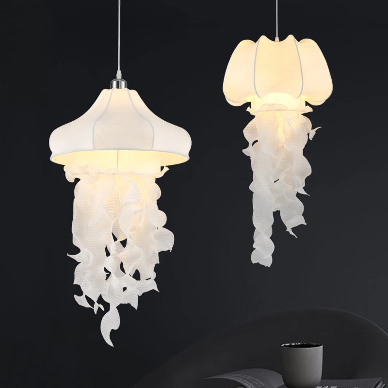 suspension en soie forme méduse style nordique décoratif - vue 3 sur 7