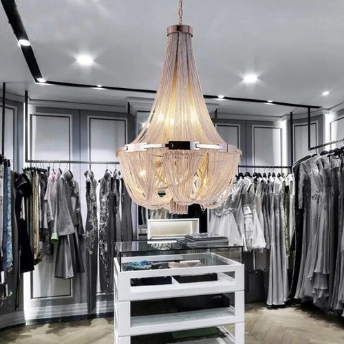 lustre suspendu à pompon en aluminium argenté avec éclairage led - vue 3 sur 6