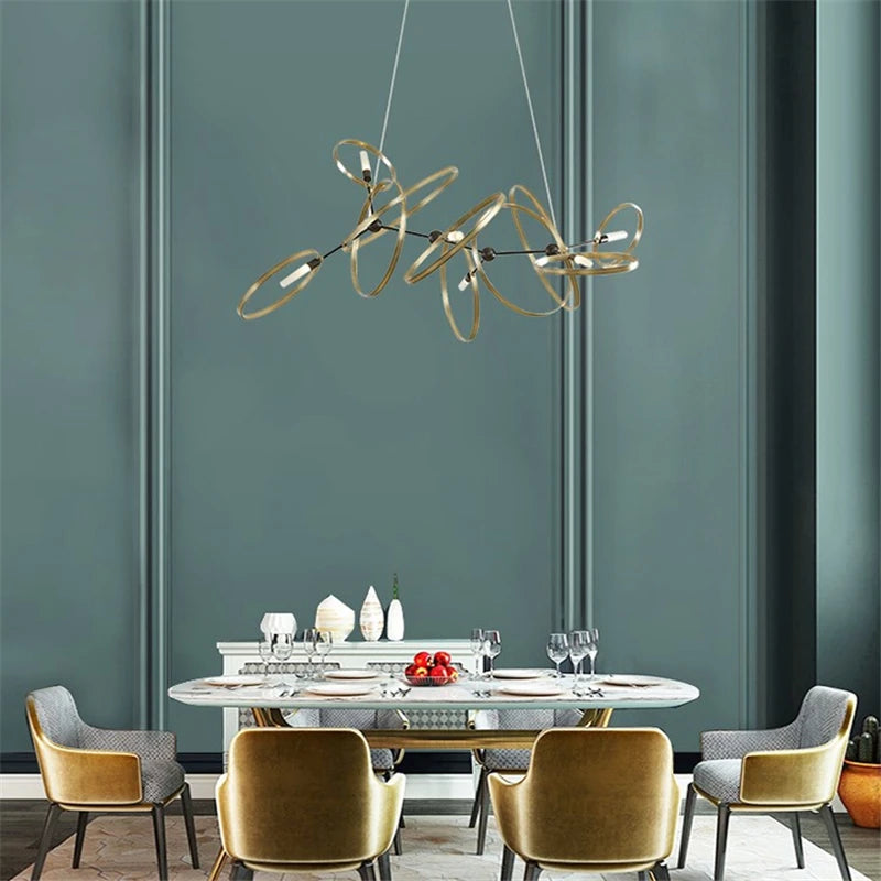 lustre led décoratif design moderne en métal pour intérieur - vue 5 sur 7