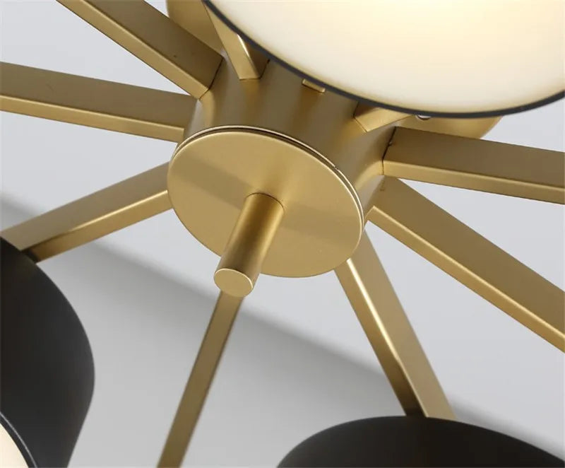 plafonnier moderne led 5 ou 10 têtes design rond acrylique métal - vue 5 sur 8
