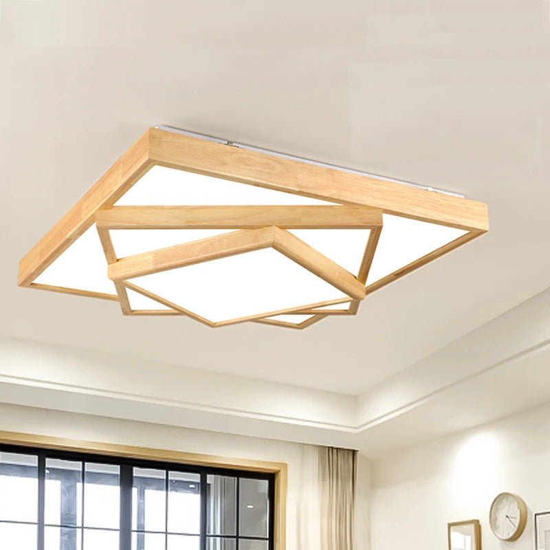 lampes led de plafond en bois massif moderne - vue 2 sur 6