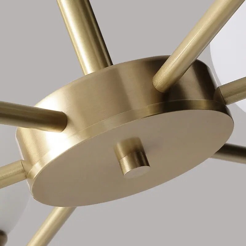 Lustre design doré style cuivre avec boules - vue 7 sur 6