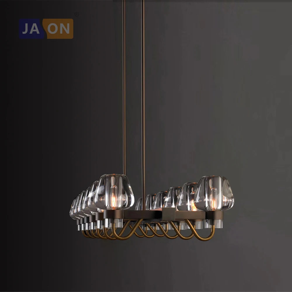 suspension rétro en cuivre et verre pour décoration intérieure - vue 5 sur 4