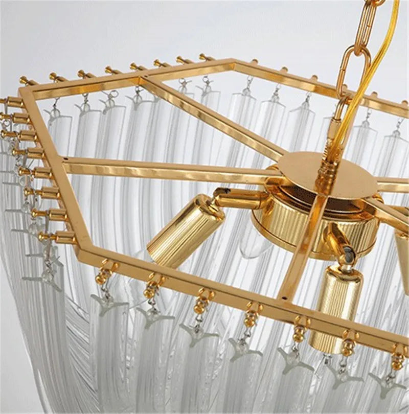 lustre suspendu en tube de verre courbé moderne - vue 4 sur 6