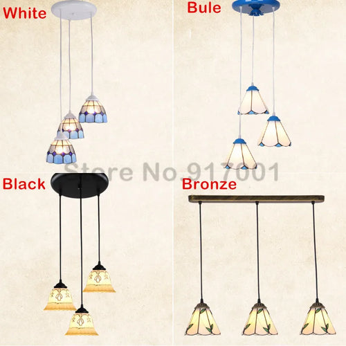 3 Heads Colorful Glass LED Pendant Lamps Light,Bedroom Suspension Hanging Ceiling Lamp