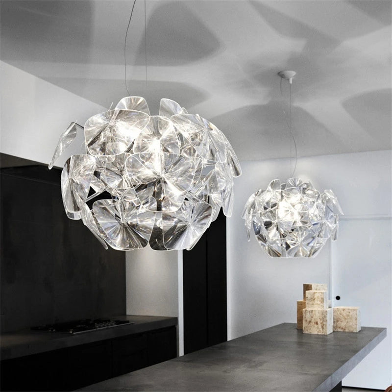 gzmj moderne acrylique led suspension créatif suspension lampe à main - vue 5 sur 6