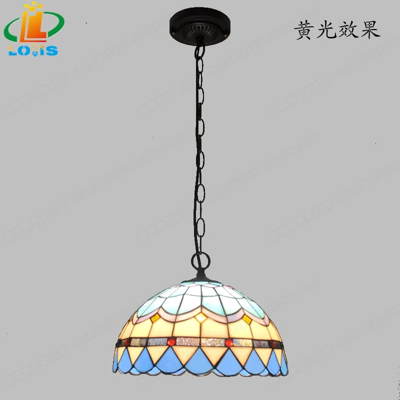 lampe de balcon méditerranéenne en verre tiffany style moderne européen - vue 2 sur 6