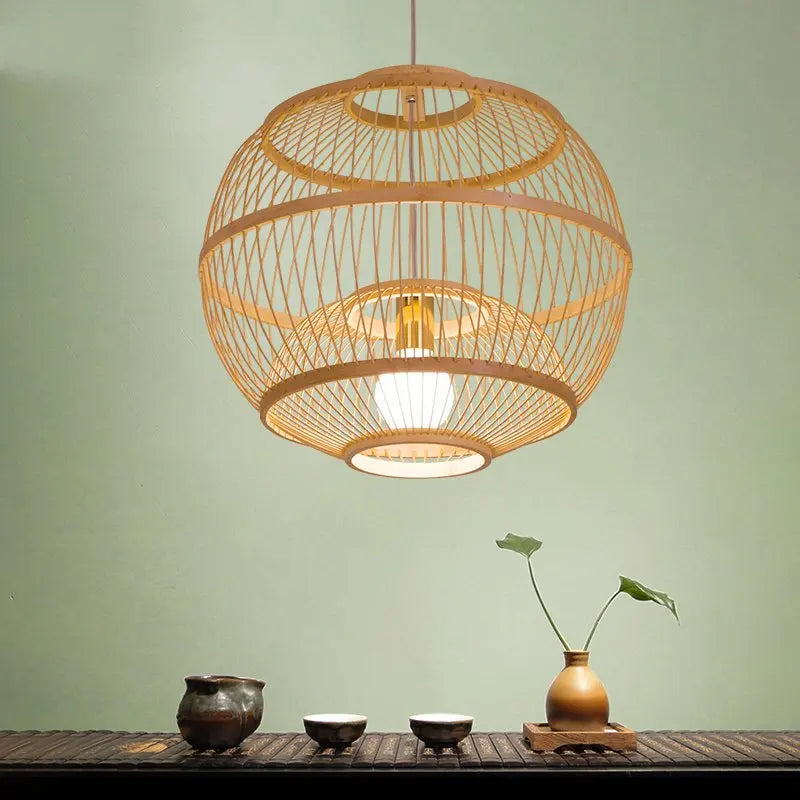 Personnalité Vintage suspension lumières bambou tresse Led Luminaria salon de thé hôtel maison d'hôtes maison Restaurant étude salon lampe à main