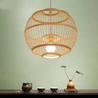 suspension vintage en bambou tressé led pour hôtel et restaurant