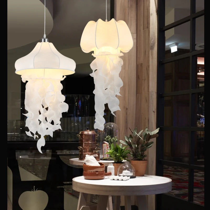 suspension en soie forme méduse style nordique décoratif - vue 4 sur 7