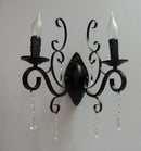 applique murale en cristal vintage à double tête en métal