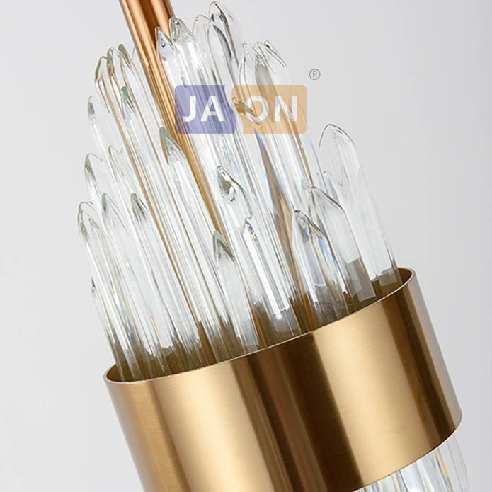 lampadaire design nordique en tissu fer et cristal - vue 5 sur 4