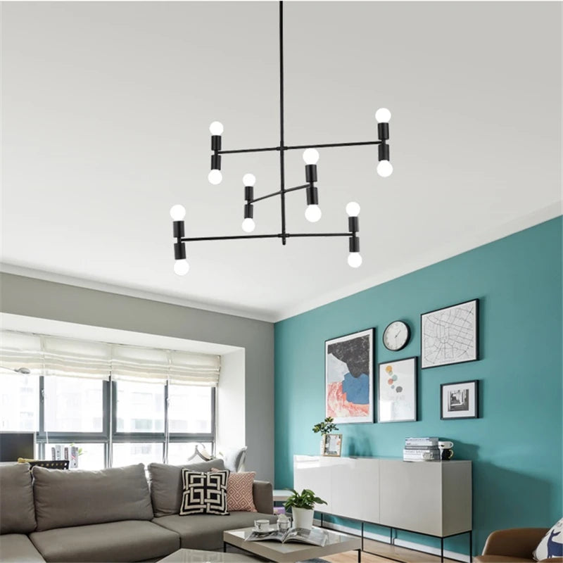 Lustre d'art en fer post-moderne éclairage Lustres en bambou créatifs LED lampe à main salon chambre cuisine Restaurant Lustres - vue 7 sur 8
