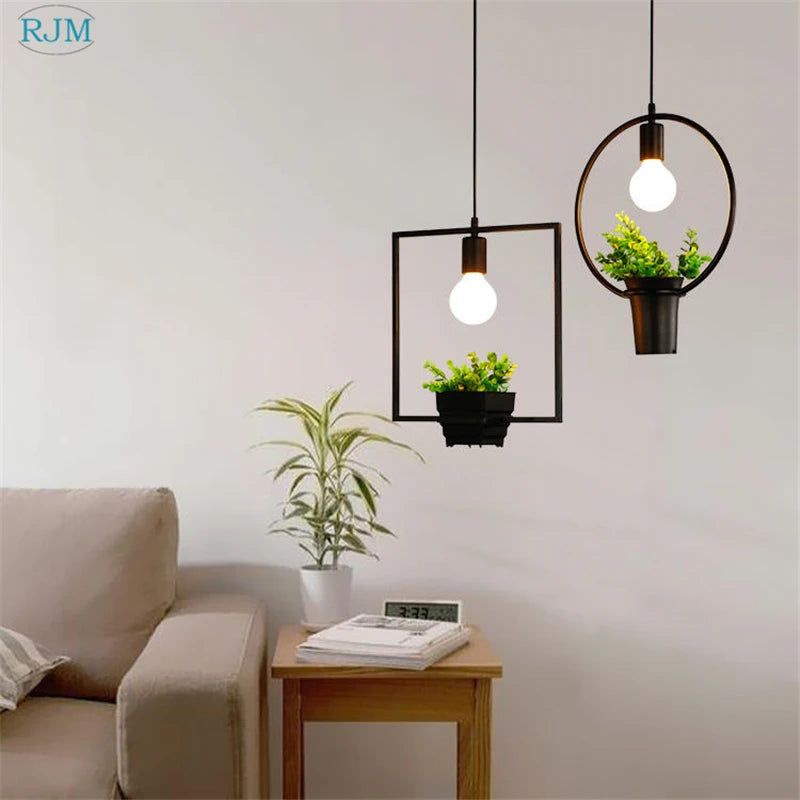 lampe suspendue créative nordique en forme de plante pour commerces et restaurants - vue 5 sur 13