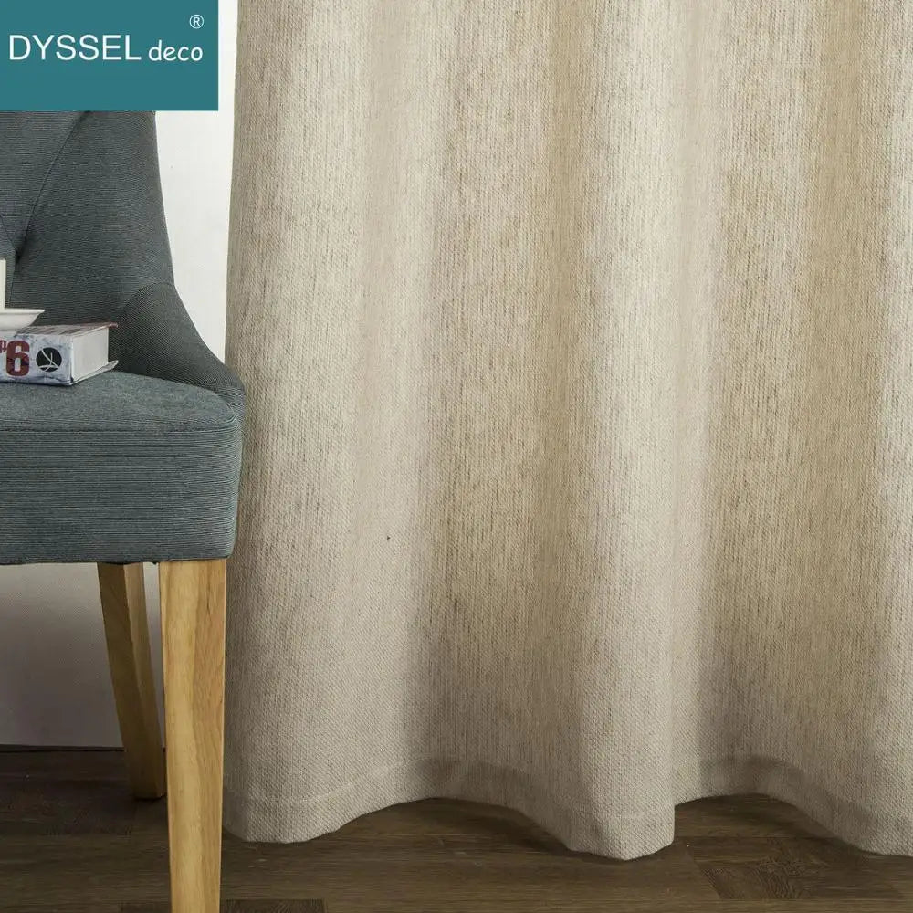 Rideau effet lin rayé style américain salon chambre - vue 4 sur 7