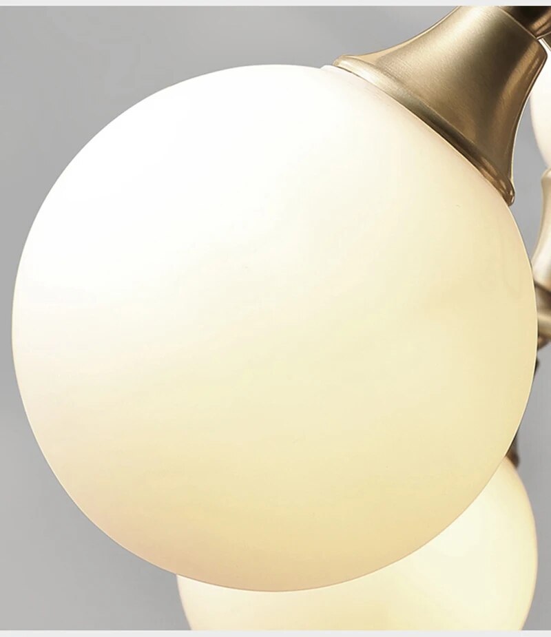 Lustre design doré style cuivre avec boules - vue 6 sur 6