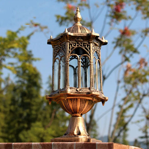 Retro outdoor pillar lamp for landscape lighting - vue 4 sur 8