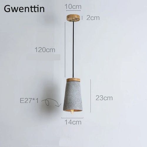 suspension en ciment vintage et bois moderne à LED