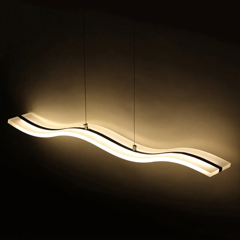suspension moderne acrylique design vague gzmj led luminaire - vue 6 sur 7
