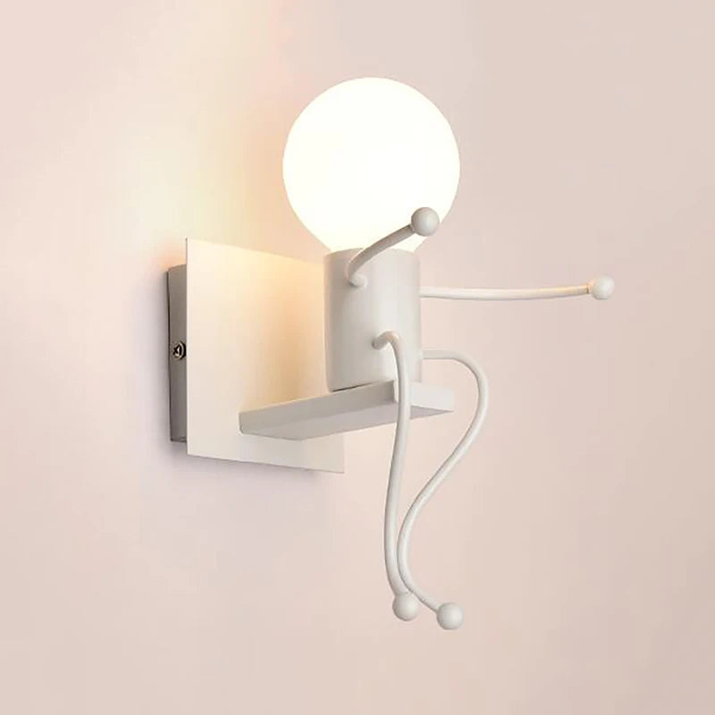 applique murale led en fer avec poupée de dessin animé nordique pour enfants - vue 5 sur 12