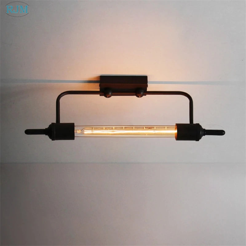 applique murale tube vapeur rétro américain vintage noir - vue 6 sur 7