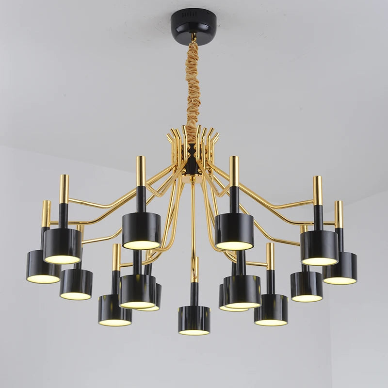 lustre noir postmoderne en métal pour cafés et restaurants - vue 4 sur 10