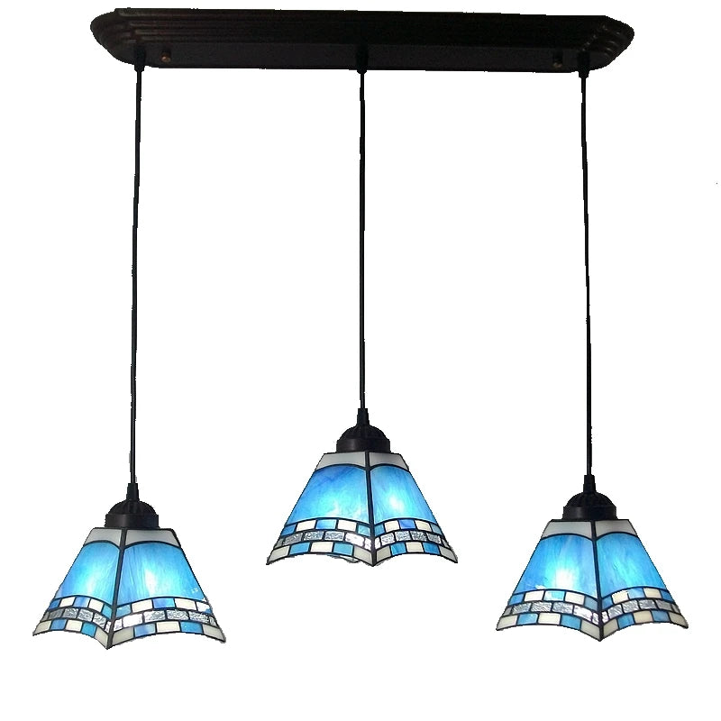 Pink, Blue, Green 3 Associations Rectangular Chandelier Modern European Glass Tiffany Lamp Table Stylish Mediterranean Bar - vue 3 sur 8