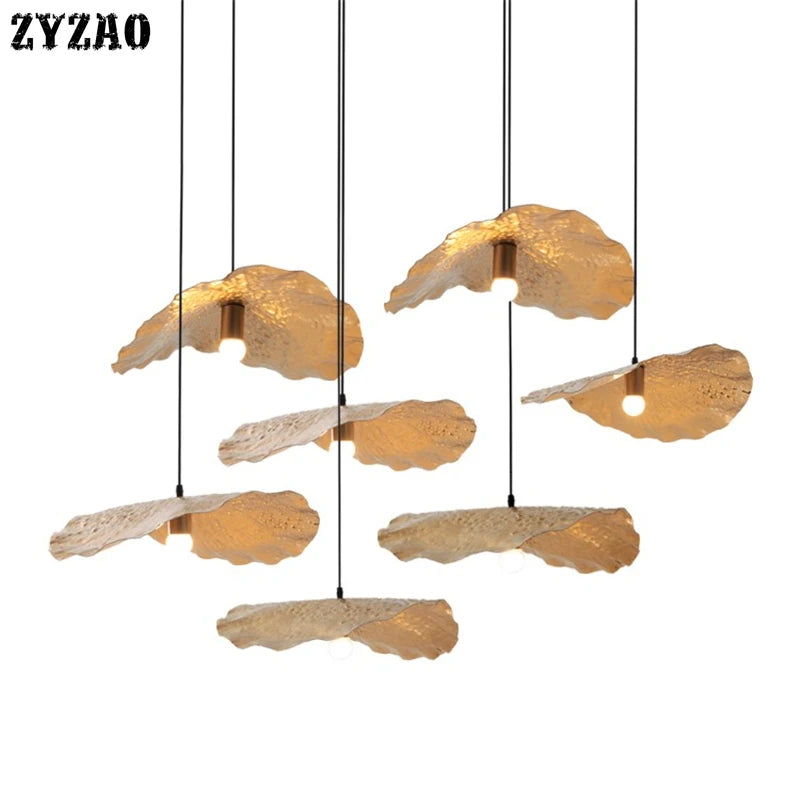 suspension en métal lotus nordique pour décoration intérieure - vue 6 sur 9