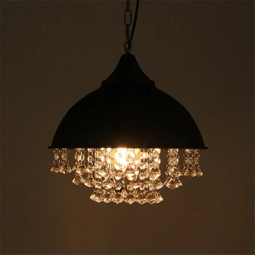 American style loft Vintage K9 crystal pendant light cover luxury lamp for Restaurant pendant lights,E27 Bulb - vue 6 sur 5
