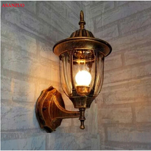Applique murale extérieures imperméables en aluminium rétro européen lampe de jardin en Bronze Villas balcon couloir cour décor luminaires muraux - vue 4 sur 8