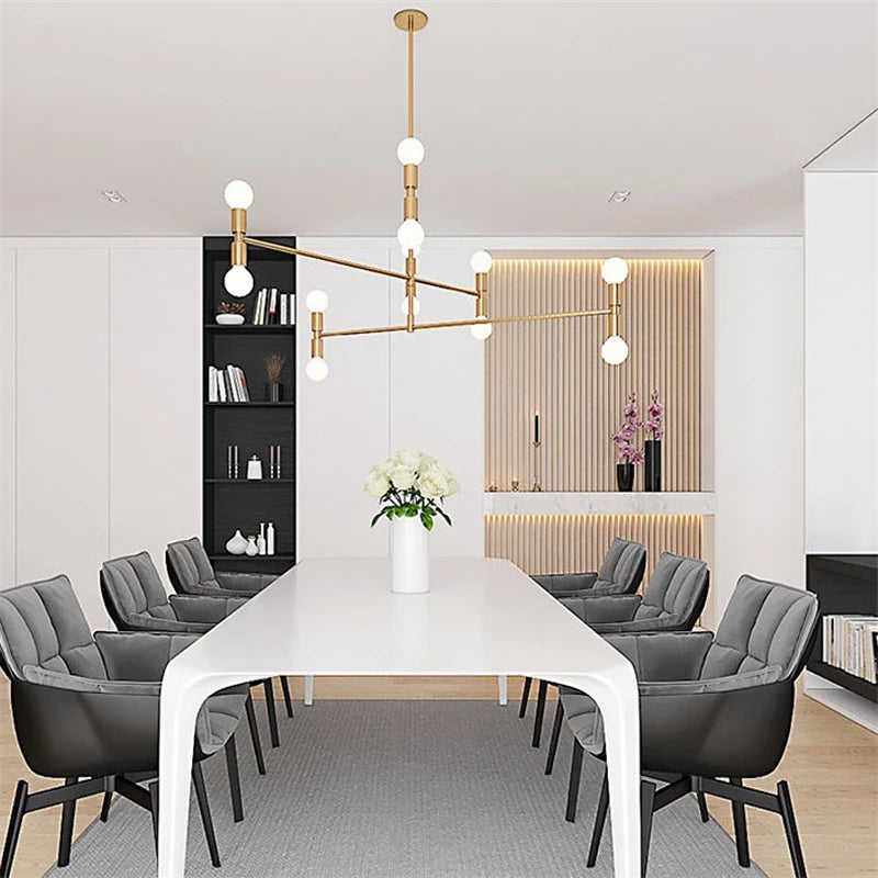 Lustre d'art en fer post-moderne éclairage Lustres en bambou créatifs LED lampe à main salon chambre cuisine Restaurant Lustres - vue 8 sur 8