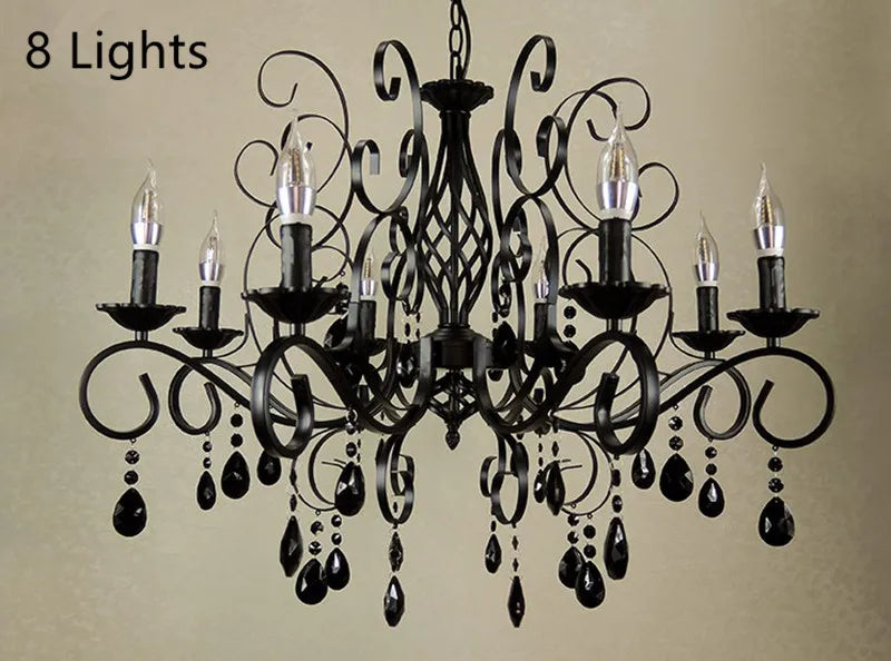 lustre rétro en métal verre et cristal décoratif pour intérieur - vue 6 sur 6