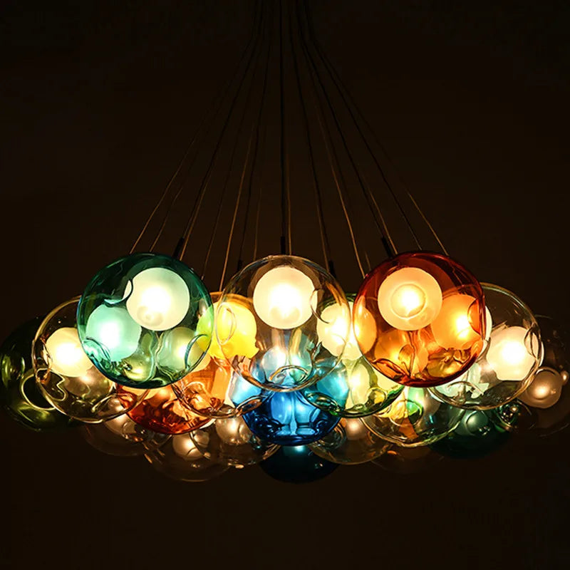 gzmj moderne boule de verre suspension lumières multiples têtes suspension lampe - vue 4 sur 13