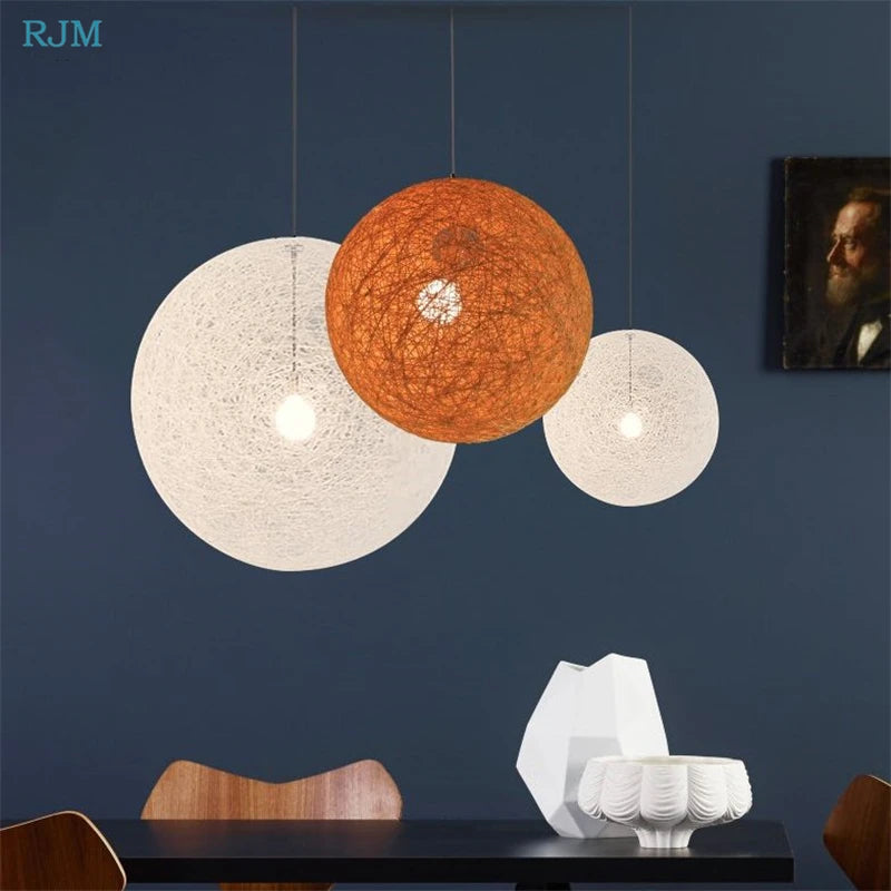Suspension LED boule chanvre