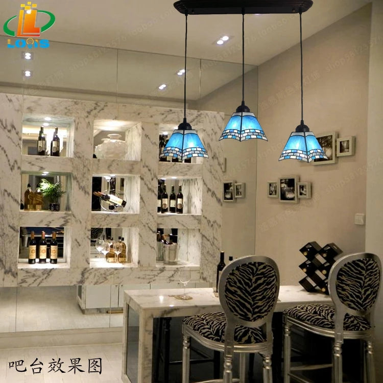 Pink, Blue, Green 3 Associations Rectangular Chandelier Modern European Glass Tiffany Lamp Table Stylish Mediterranean Bar - vue 4 sur 8