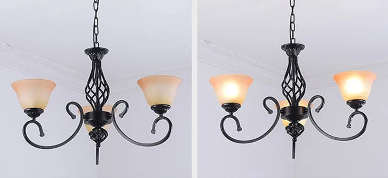 lustre vintage en fer style européen ampoule led traditionnel - vue 6 sur 6