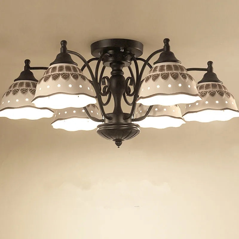 plafonnier en céramique style européen ambiance rétro pour intérieur - vue 3 sur 9