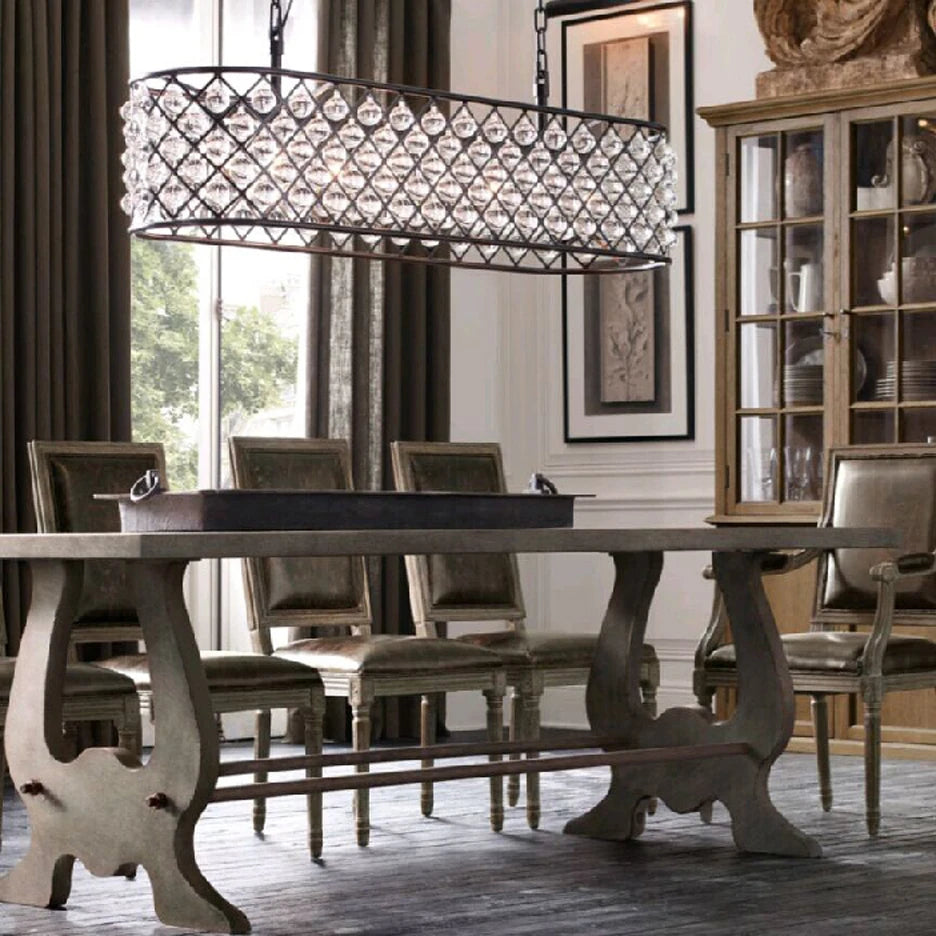 lustre rectangulaire en cristal noir pour éclairage suspendu - vue 6 sur 6