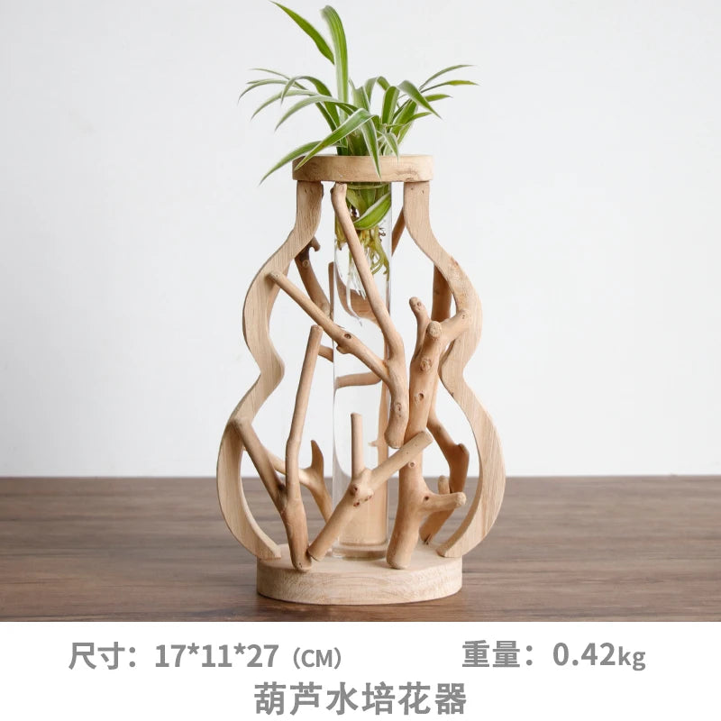 vase en bois massif fait main pour fleurs et décoration créative - vue 12 sur 14