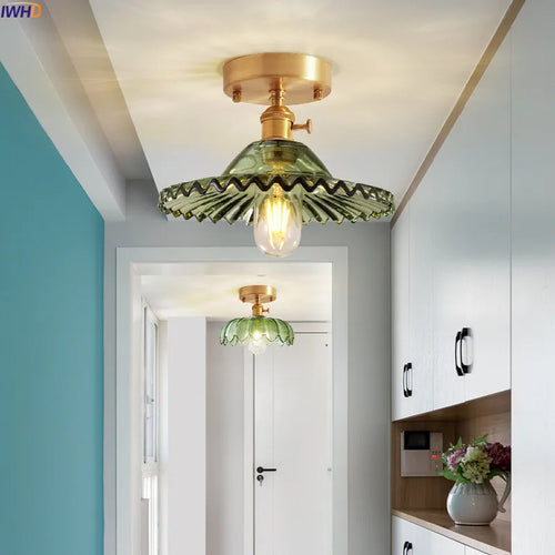plafonnier led iwhd verre cuivre style nordique vintage edison