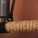 Vintage hemp rope and iron double head wall light