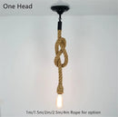 Vintage hemp rope spider chandelier with retro bulb