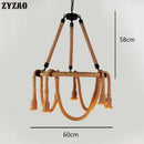 Vintage industrial style hemp rope pendant light