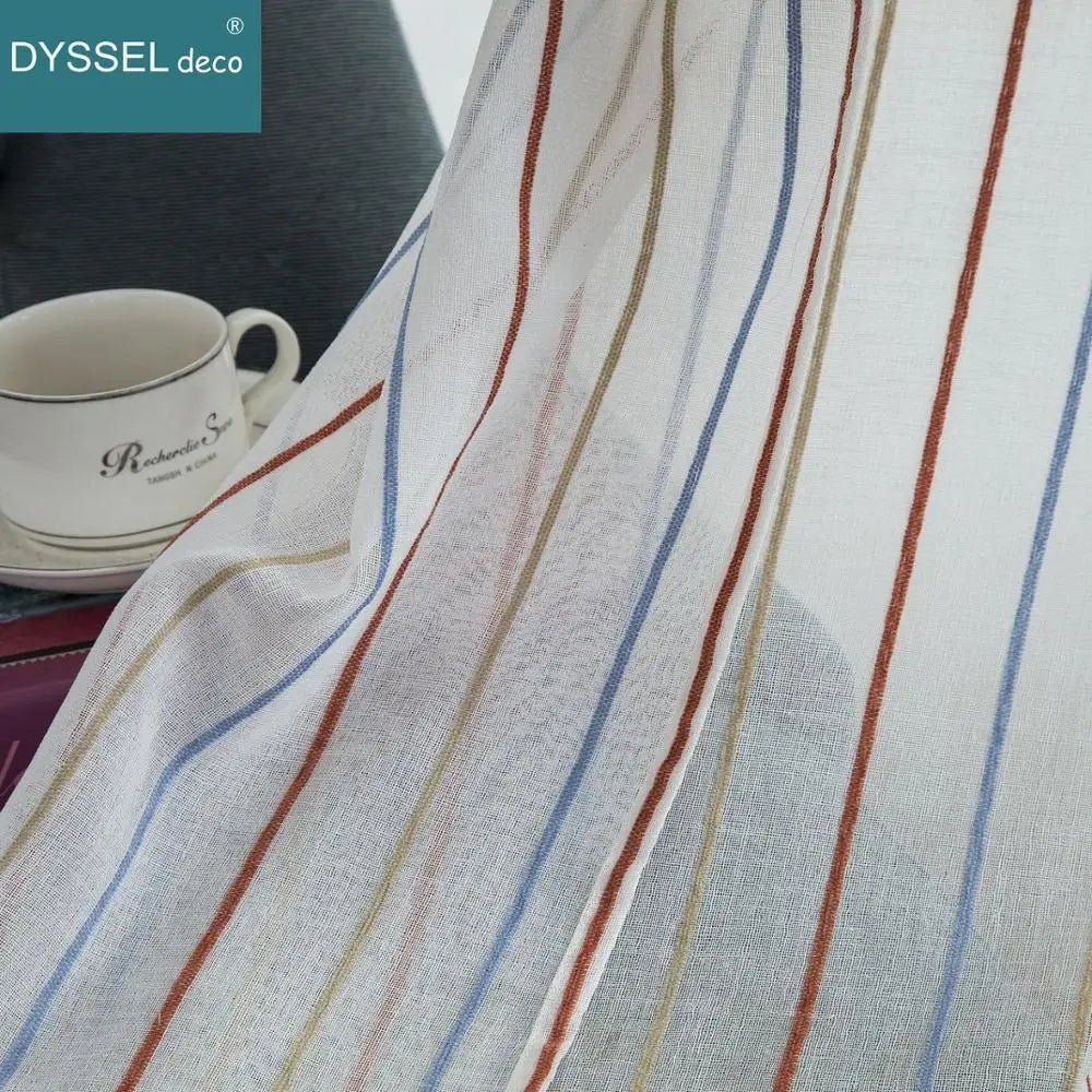 Voilage rayé style européen pour salon chambre - vue 4 sur 7
