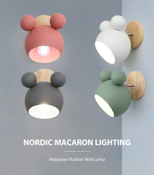 Modern wall lamp cartoon Mickey style colourful wall light macaron decorative bedside E27 - vue 7 sur 18