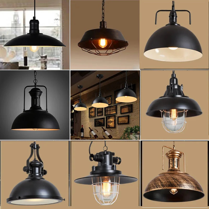 lampe suspendue vintage loft industrielle nordique veilleuse bar - vue 6 sur 26
