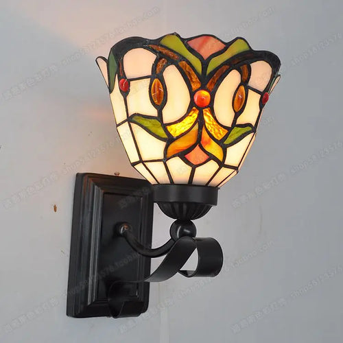 Retro minimalist Tiffany glass and copper table lamp for European decor - vue 11 sur 11