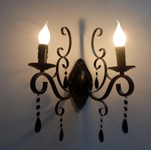 applique murale en cristal vintage à double tête en métal - vue 7 sur 6